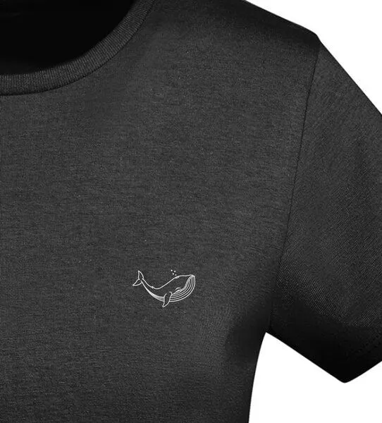 vis wear vis wear Wal der Ozeane - Damen Bio Baumwolle Shirt, Schwarz, – Produktbild 2 von 4