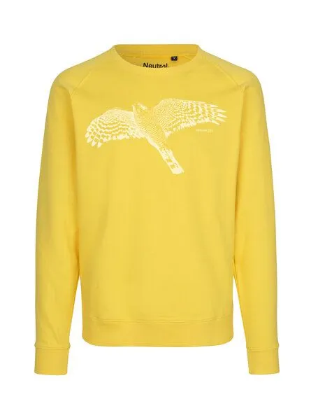 Peaces.bio - handbedruckte Biomode Peaces.bio - handbedruckte Biomode Bio Damen-Sweatshirt Loose Fit Sperber, Gelb, – Produktbild 1 von 2