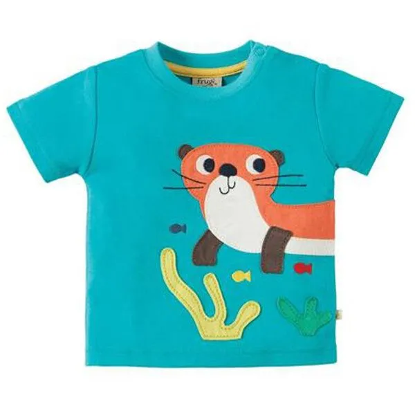Frugi Frugi T-Shirt Otter in türkis Scout Applique Top – Produktbild 1 von 3