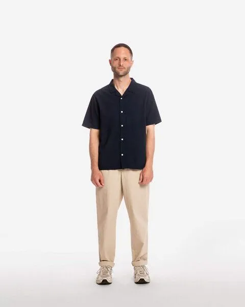MATONA Matona Kurzärmeliges Hemd | Bowling Shirt | aus Bio-Baumwolle | GOTS-zertifiziert, Navy, – Produktbild 2 von 3