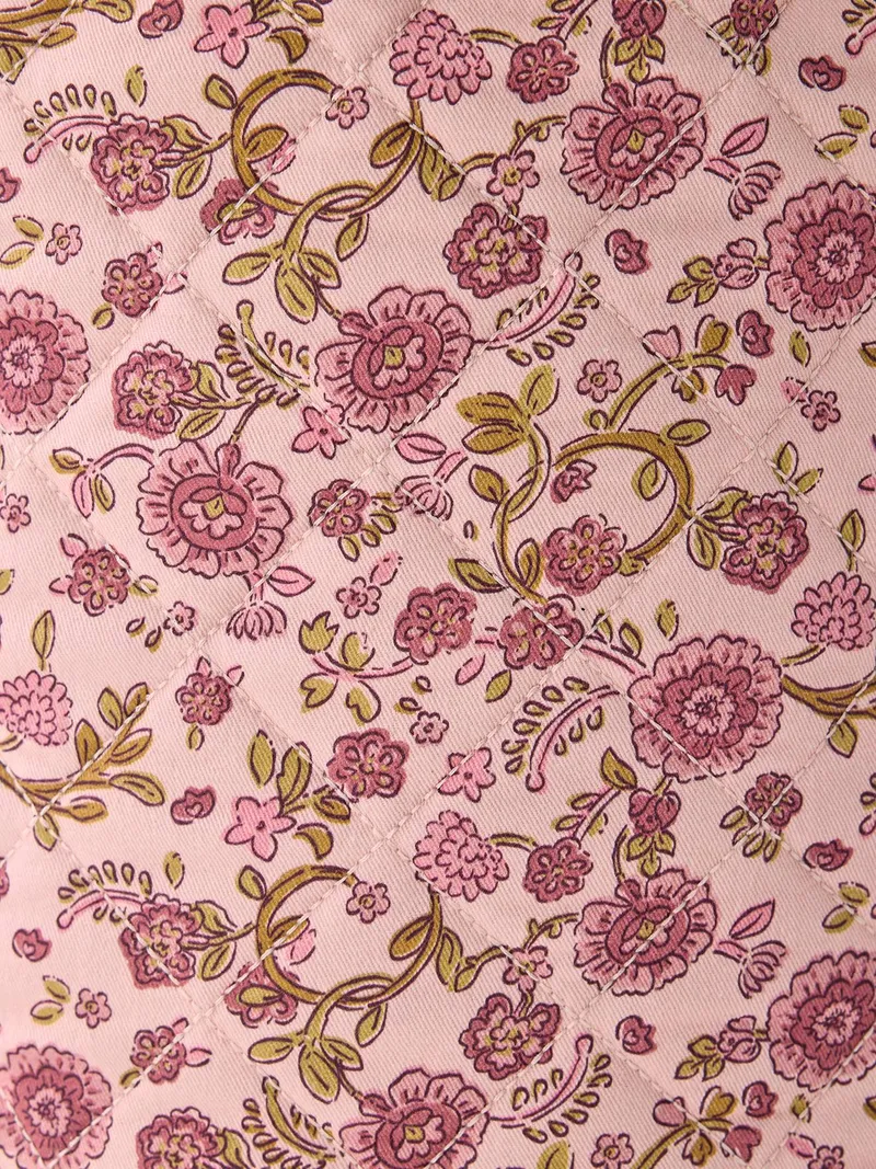 Vertbaudet Aufbewahrungskorb mit Blumenprint LATIKA gesteppt Wäschekorb Kinder, Rosa, – Produktbild 3 von 3