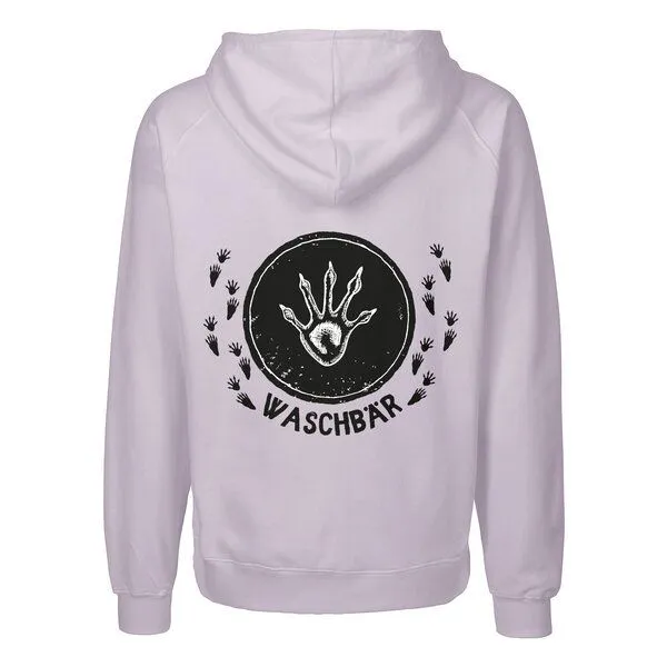HANDGEDRUCKT HANDGEDRUCKT "Trittsiegel WaschBär" Männer Zip Hoody Neutral, Dusty purple, – Produktbild 1 von 4