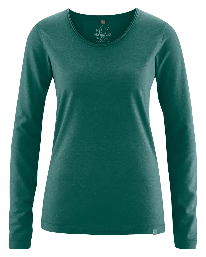 HempAge Hempage Damen vegan Langarm T-Shirt Fichtengrün, Grün, – Produktbild 1 von 2
