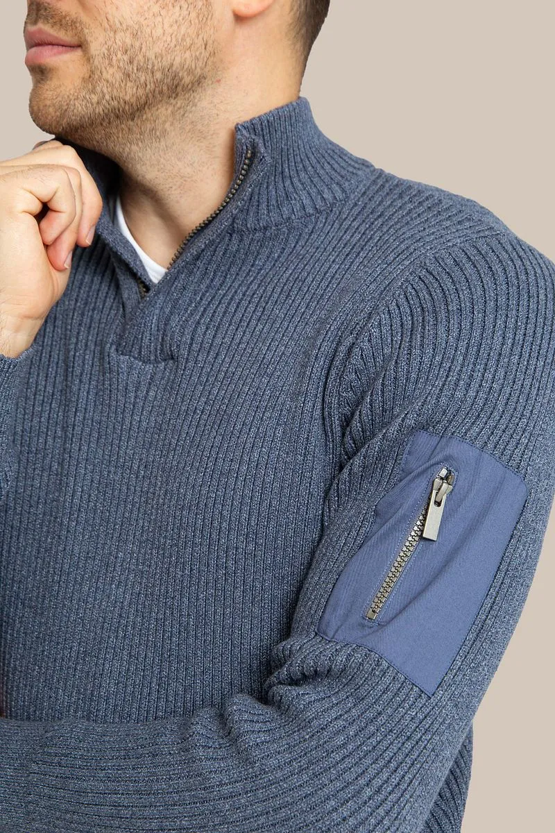 Suitable Suitable Mou Half Zip Pullover Blau - Größe L, Dunkelblau, – Produktbild 1 von 5