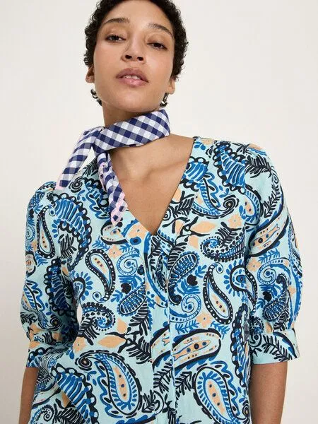 LANIUS LANIUS 3/4 Arm Bluse (GOTS) aus Bio-Leinen, Print paisley mint, – Produktbild 3 von 4
