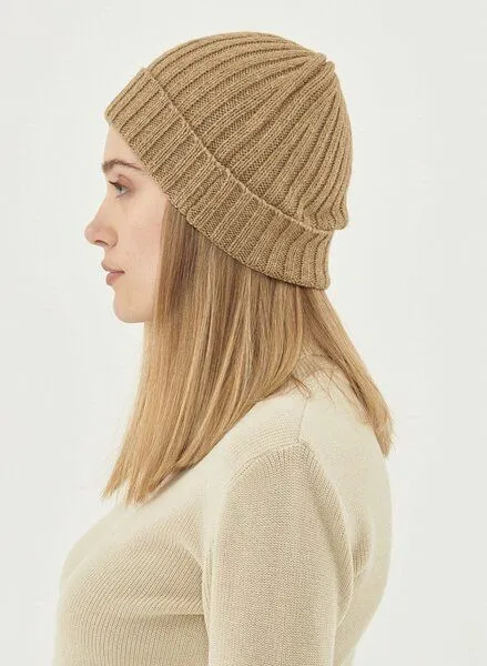 ORGANICATION ORGANICATION Unisex Strick-Beanie aus Bio-Merinowolle und Bio-Baumwolle, Light brown, – Produktbild 2 von 2
