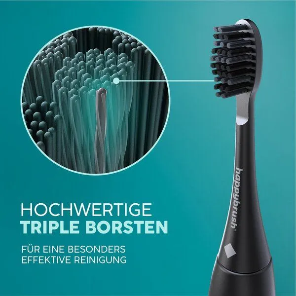 happybrush happybrush Aufsteckbürsten Eco Vibe 3+ 3er Set, Allblack(schwarz), – Produktbild 2 von 5