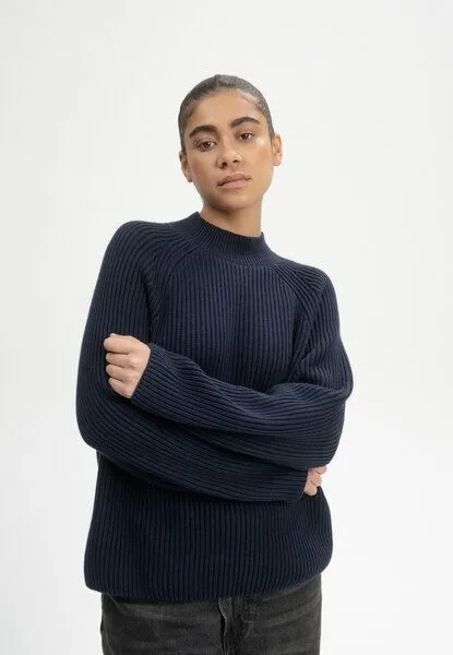MELA Rippstrick Stehkragenpullover ANALAH | von MELA | Fairtrade & GOTS zertifiziert, Navy, – Produktbild 1 von 4