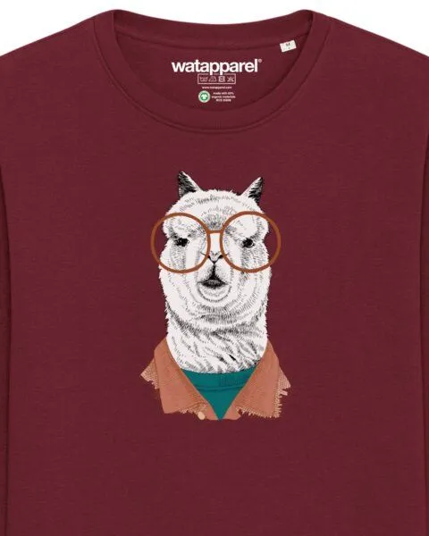 watapparel watapparel Sweatshirt Unisex Lama, Burgundy, – Produktbild 3 von 4