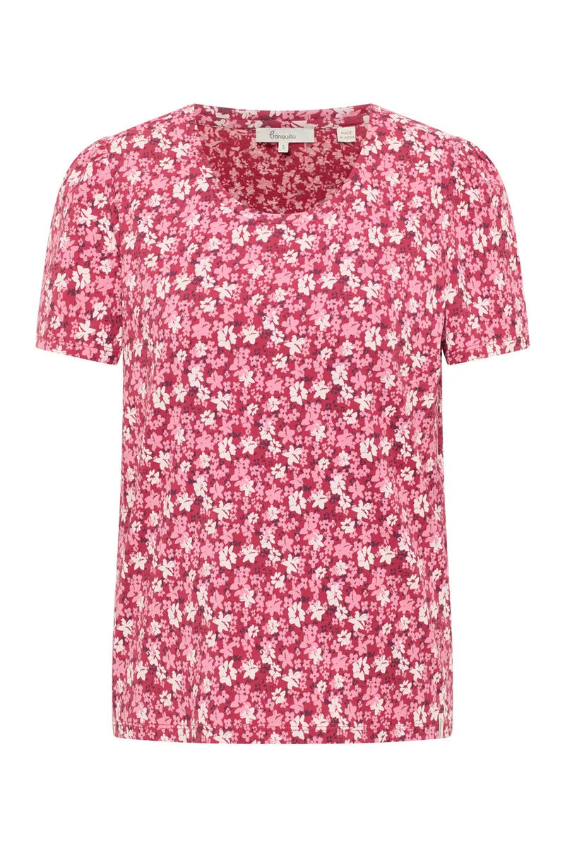 Tranquillo Jerseyshirt Laraa aus Bio-Baumwolle - red wildflowers / L – Produktbild 1 von 2