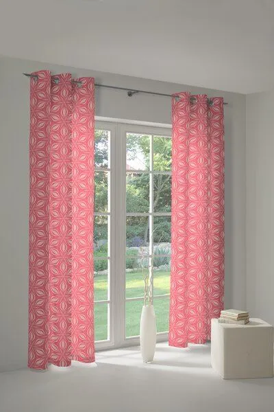 Nature by Adam Nature by Adam Vorhang aus 100% Bio-Baumwolle - Made in Germany - Retro Floret, Pink, – Produktbild 6 von 7
