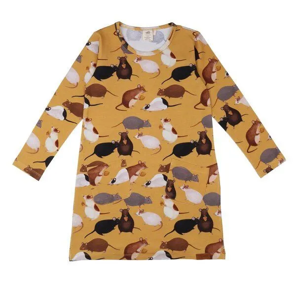 Walkiddy Kleid Gelb Bio Baumwolle Tunika - Walkiddy Spielmäuse, GOTS-zertifiziert, nachhaltig, allergikerfreundlich, umweltbewusst, kindgerecht, stilvoll, bequem. – Produktbild 1 von 2