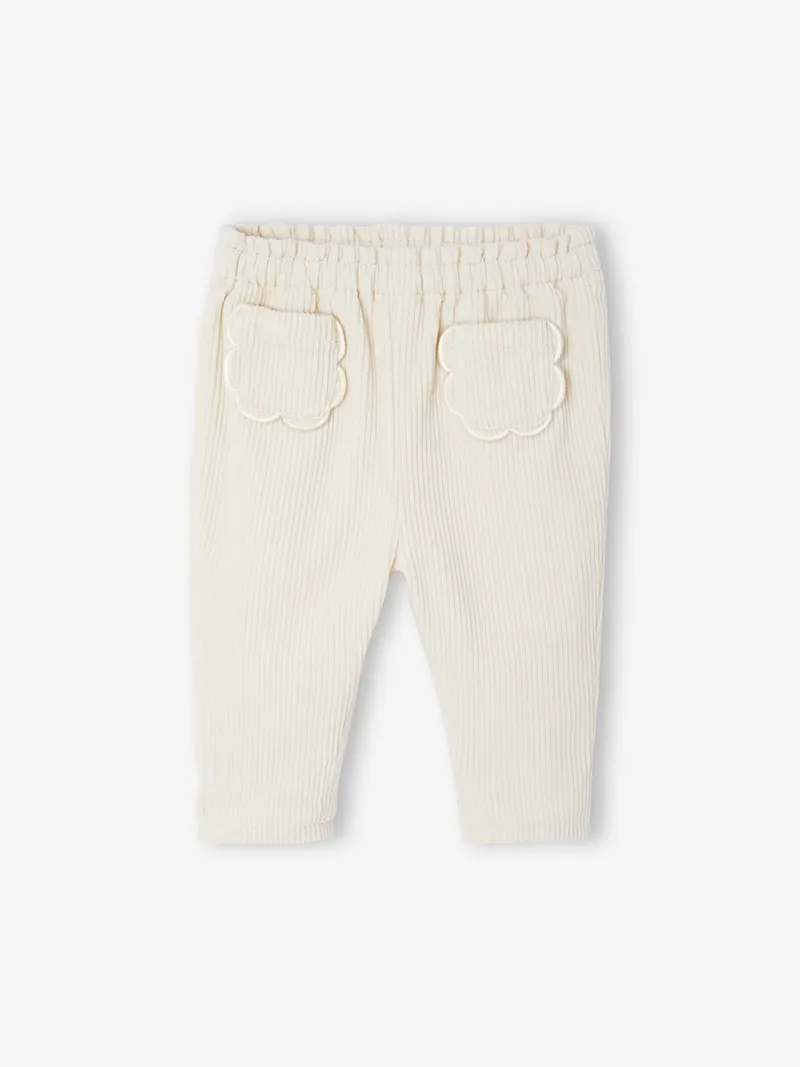 Vertbaudet Vertbaudet Gefütterte Baby Cordhose mit Dehnbund, Wollweiß, – Produktbild 1 von 2