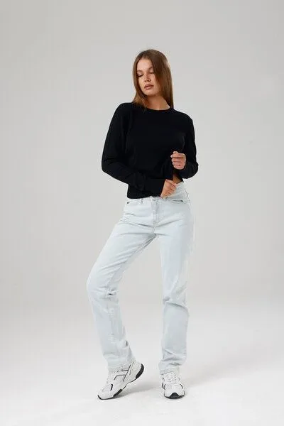 GORG GORG Damen Strickpullover mit Rundhalsausschnitt, Schwarz, – Produktbild 4 von 4