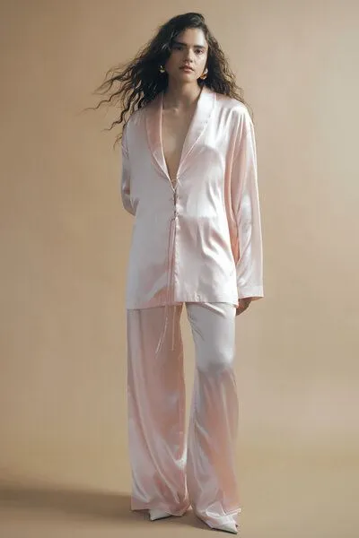 IVA RYCH IVA RYCH Bluse aus Seide in Pyjama-Stil I Deadstock, Rosa, – Produktbild 1 von 4