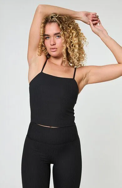 Girlfriend Collective Girlfriend Collective Damen Top gerippt Rib Cami aus recyceltem Plastik, Schwarz, – Produktbild 1 von 4