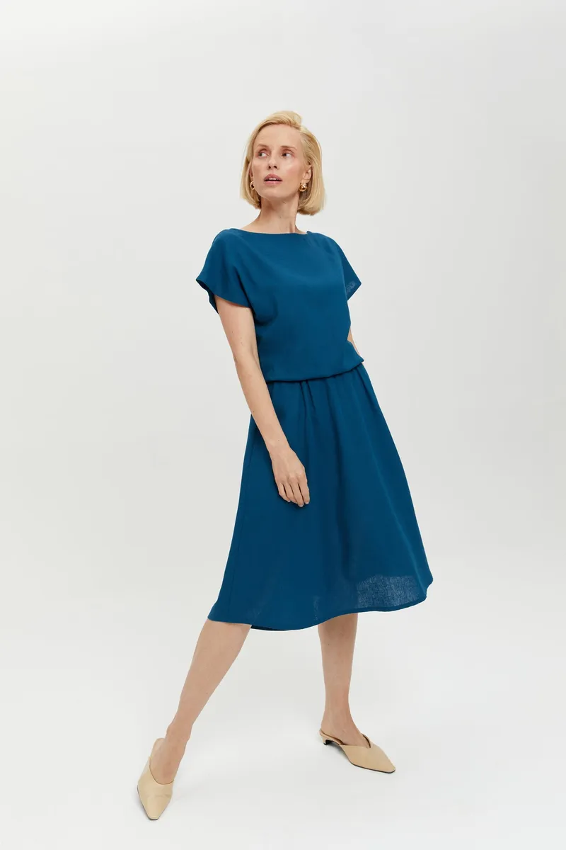 AYANI AYANI Damen vegan Kleid Nane Kurzarm Petrol Blau, Teal, – Produktbild 1 von 2