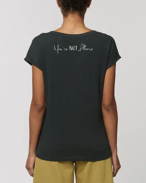 Human Family Human Family Damen Flammengarn Rundhals T-Shirt - Flame "You are Not Alone", Schwarz, – Produktbild 1 von 1