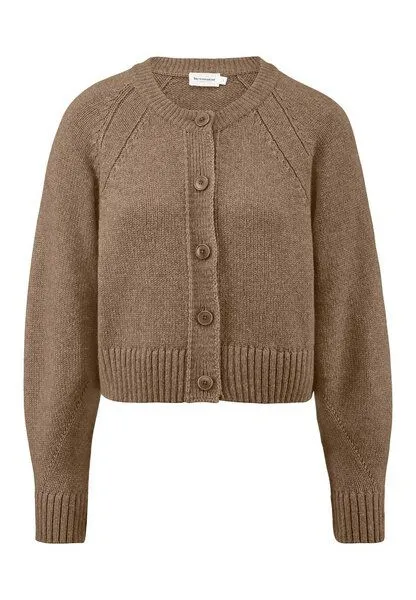 hessnatur hessnatur Strick Jacke Relaxed Cropped aus Bio-Merinowolle mit Bio-Baumwolle, Camel, – Produktbild 4 von 5