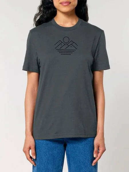 Human Family Human Family Bio Unisex Rundhals T-Shirt "Mountain Silhouette", Anthrazit, – Produktbild 1 von 3