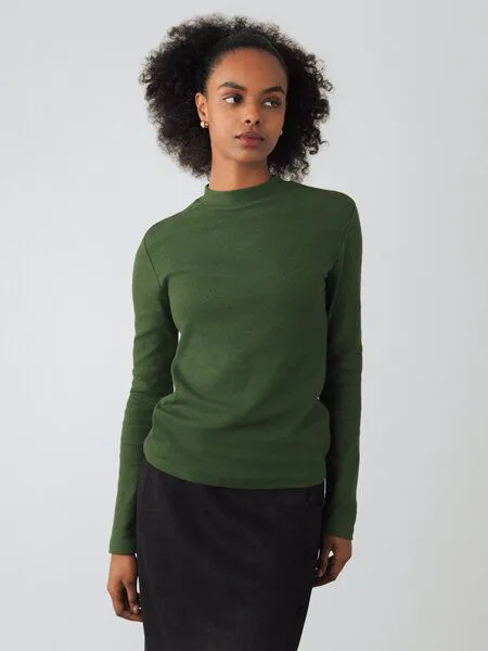Honest Basics Honest Basics Damen Langarm Shirt mit Stehkragen aus Bio- und recycelter Baumwolle, Holunder, – Produktbild 3 von 4