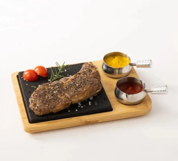 Susable Susable PFAS-Frei Raclette Mini Grill Set mit Lava Stein 2 Soßen-Töpfe – Produktbild 5 von 6