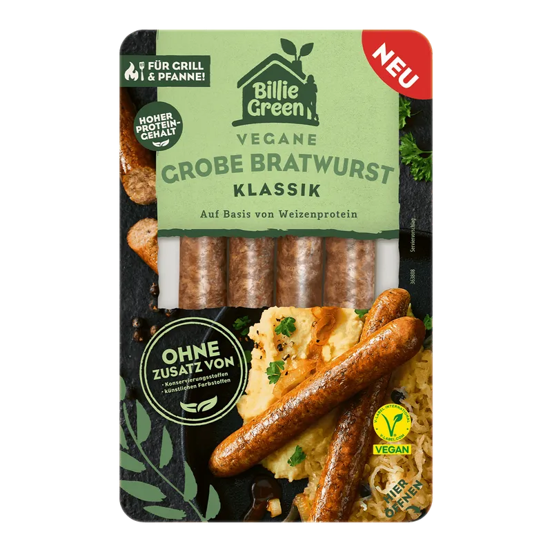 Billie Green Vegane Grobe Bratwurst Klassik, 180g – Produktbild 1 von 1
