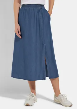 Barbara Lebek Leichter Sommerrock im Denim-Look - blau - Gr. 48 von Goldner Fashion – Produktbild 1 von 1
