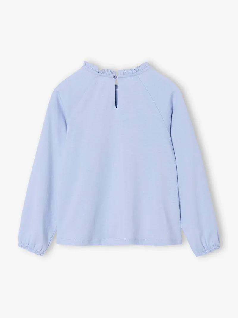 Vertbaudet Mädchen Langarm-Blusenshirt mit Lochstickerei, Hellblau, – Produktbild 2 von 3