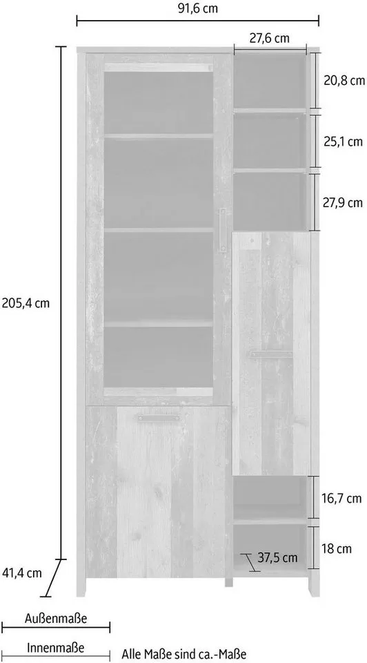 FORTE Highboard Clif, Höhe 205 cm, Beige, – Produktbild 5 von 5