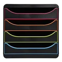 Exacompta Exacompta Schubladenbox Big Box Plus "Black Office", DIN A4+, 4 Schub., schwarz/harlekin – Produktbild 3 von 3
