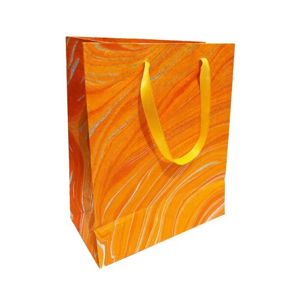 Sundara Sundara Geschenktasche marmoriertes, handgeschöpftes Papier, Orange, – Produktbild 1 von 2