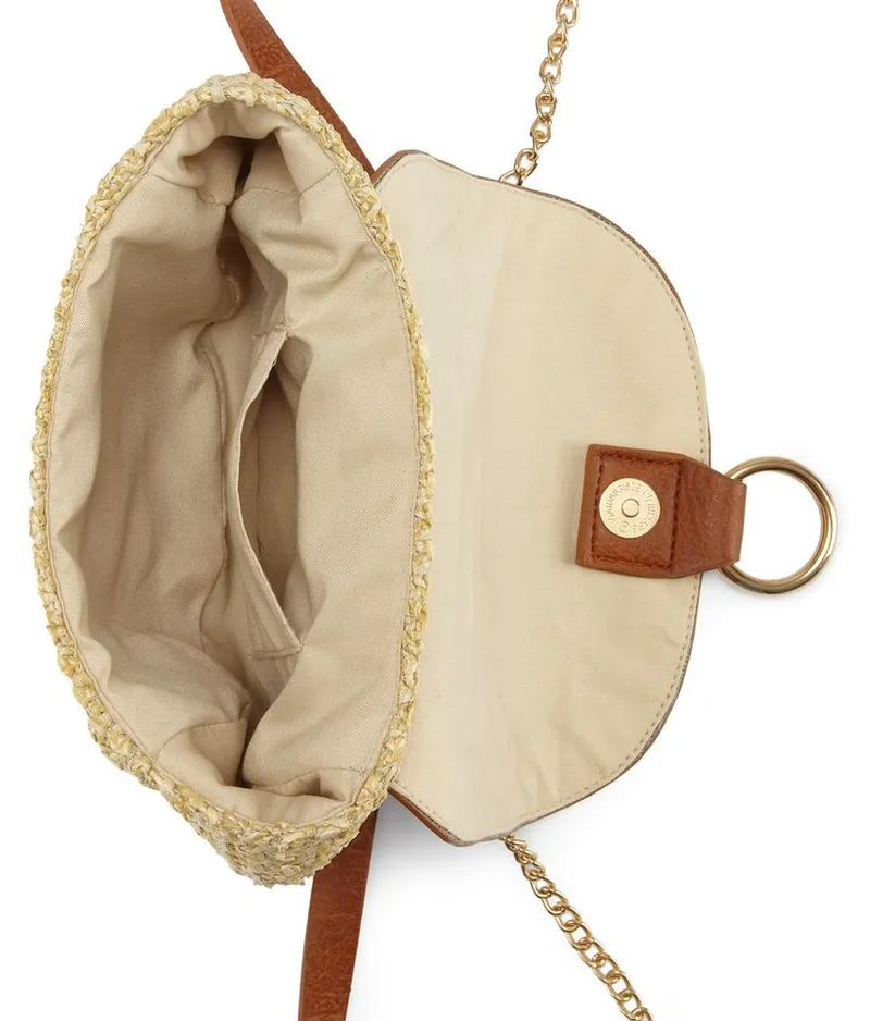 Lascana Lascana Umhängetasche Strandtasche, Minibag, Schultertasche, Tragetasche, Crossbody Bag, Handtasche Damen zum Umhängen in modischer Bast-Optik VEGAN, Braun, – Produktbild 5 von 5
