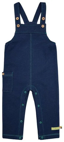 loud + proud loud + proud Babys & Kinder Latzhose in Jeans-Optik, GOTS-zertifiziert, Ultramarine(blau), – Produktbild 2 von 4