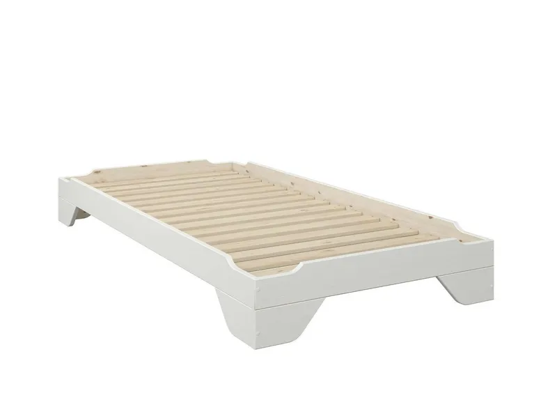 OTTO home Massivholzbett Melwine – Stapelbett aus massiver Kiefer, platzsparend & flexibel (2-tlg., in 2 Ausführungen- als Einzelbett oder Set aus 2 Betten), Mit Lattenrost, ideal als Gästebett, FSC® zertifiziert, Made in Europe, Weiß, – Produktbild 6 von 6