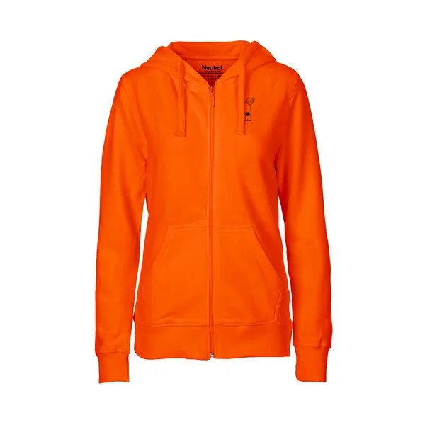 HANDGEDRUCKT HANDGEDRUCKT "Kosmokind" Frauen Zip Hoody Neutral, Orange, – Produktbild 2 von 4