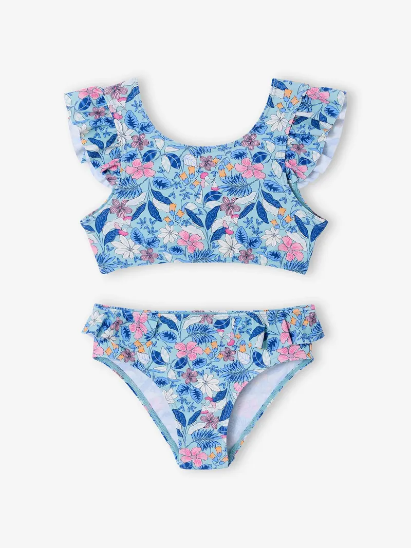 Vertbaudet Mädchen Bikini mit Volants und Schleifen, Aqua, – Produktbild 2 von 4