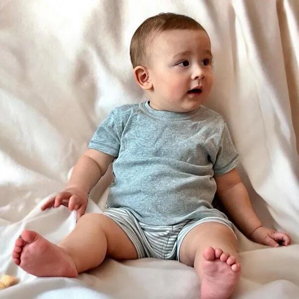OrganicEra Baby S/S T-shirt 'OrganicEra' aus Bio-Baumwolle, Aqua melange (grün), – Produktbild 5 von 5