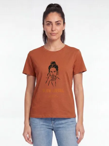 watapparel watapparel T-Shirt Frauen Slow living, Heritage brown, – Produktbild 2 von 2