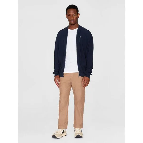 KnowledgeCotton Apparel KnowledgeCotton Apparel Herren Cardigan "FIELD Pique Badge Knit" aus Biobaumwolle mit Reißverschluß, Blau (total eclipse), – Produktbild 2 von 3