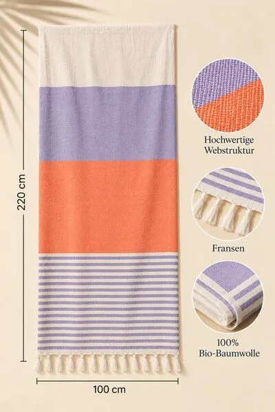 Sandiik Sandiik Strandtuch Multicolor aus Biobaumwolle in 2 Größen, Bunt, – Produktbild 8 von 8