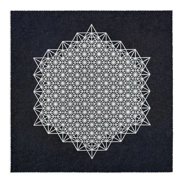 Veskor Cassiopeia Veskor Cassiopeia STERN TETRAEDER 512 Heilige Geometrie Linoldruck | 40 x 40 cm | Silber auf Schwarz – Produktbild 1 von 4