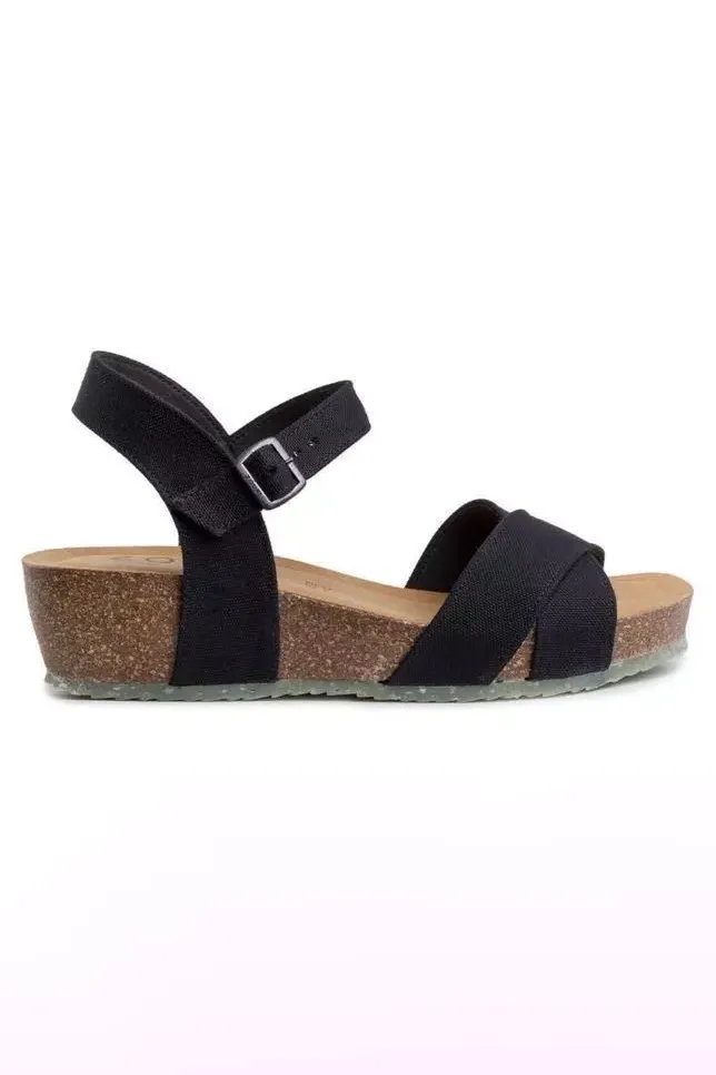 Zouri Zouri Damen vegan Sandalen Natur, Schwarz, – Produktbild 1 von 2