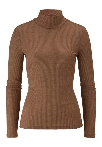 hessnatur hessnatur Mock-Neck Longsleeve WARM TOUCH aus Bio-Schurwolle und TENCEL Lyocell, Camel, – Produktbild 2 von 4