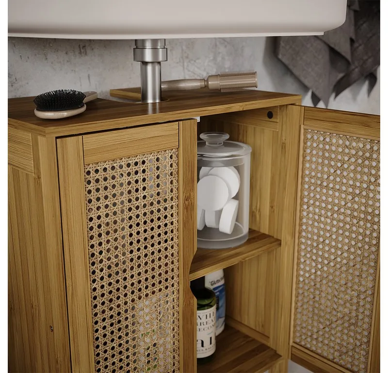 Vicco Waschbeckenunterschrank Liora, Bambus, 48 x 60 cm (1-St), Braun, – Produktbild 4 von 5
