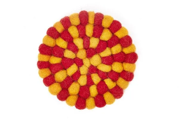 short'n'pietz short'n'pietz handgefilzte Glasuntersetzer aus Filzkugeln, Orange rot, – Produktbild 1 von 4