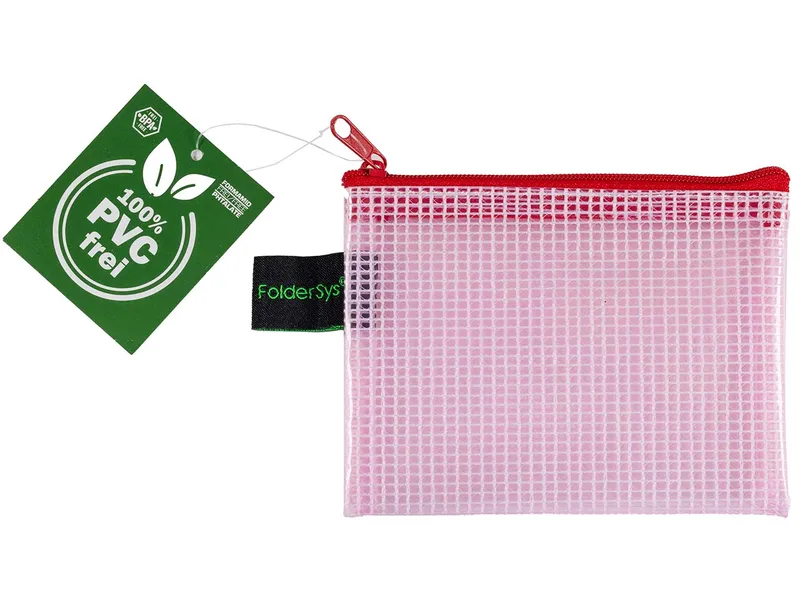 FolderSys FolderSys Kleinkram-Beutel mit Reißverschluss, DIN A7, EVA, Rot transparent, – Produktbild 1 von 1