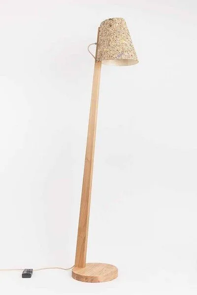 ALMUT von Wildheim ALMUT von Wildheim Handgemachte Stehlampe aus Eiche Lampenschirm aus Naturmaterialien, Almwiese (grün/bunt), – Produktbild 1 von 4