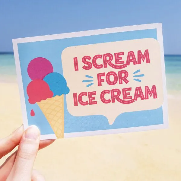 Bow & Hummingbird Bow & Hummingbird Postkarte "I scream for ice cream" – Produktbild 3 von 3