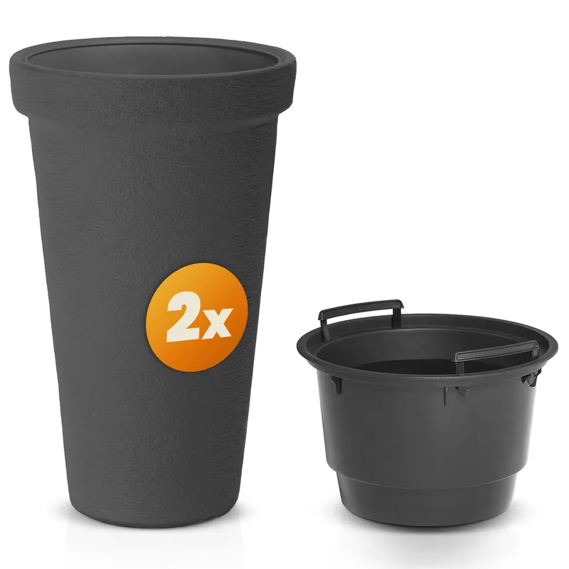 Casaria® Blumentopf 2er-Set Anthrazit 63x40cm – Produktbild 2 von 2